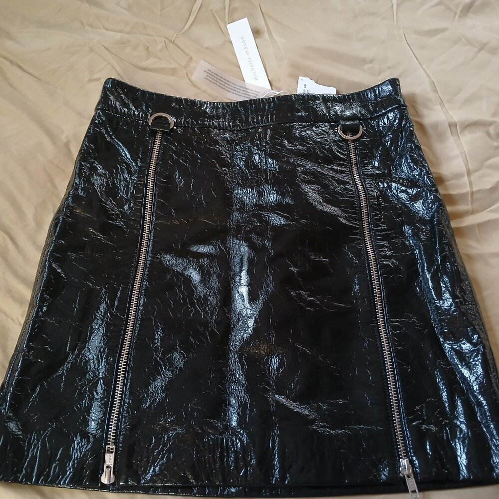 NWT Michelle Mason patent leather skipper skirt Sz 2